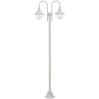 Lyktstolpe för trädgård E27 220 cm aluminium 2 lyktor vit vidaXL