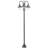 Lyktstolpe för trädgård E27 220 cm aluminium 3 lyktor brons vidaXL