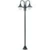 Lyktstolpe för trädgård E27 220 cm aluminium 3 lyktor mörkgrön vidaXL – miniatyr 2