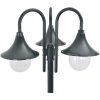 Lyktstolpe för trädgård E27 220 cm aluminium 3 lyktor mörkgrön vidaXL – miniatyr 3