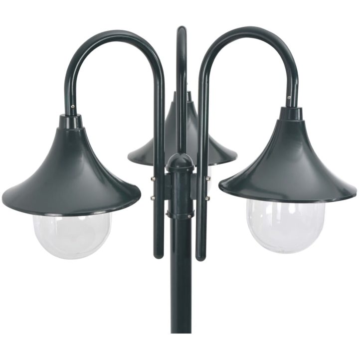 Lyktstolpe för trädgård E27 220 cm aluminium 3 lyktor mörkgrön vidaXL – bild 3