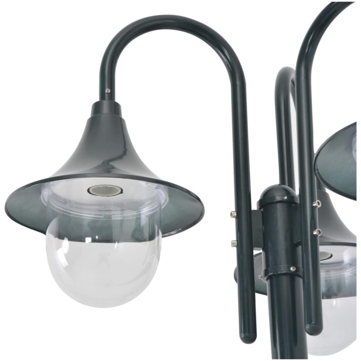 Lyktstolpe för trädgård E27 220 cm aluminium 3 lyktor mörkgrön vidaXL – bild 4