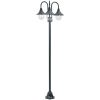 Lyktstolpe för trädgård E27 220 cm aluminium 3 lyktor mörkgrön vidaXL – miniatyr 1