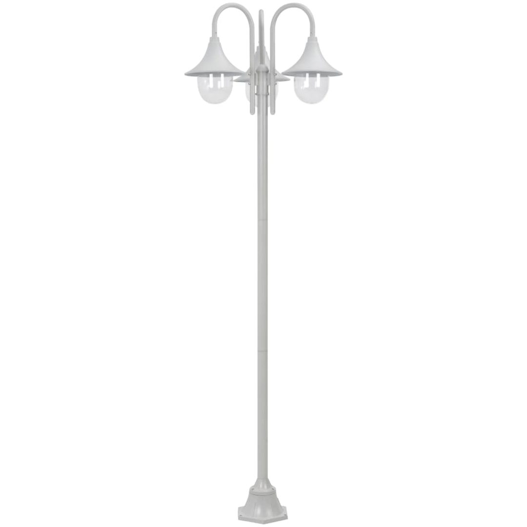 Lyktstolpe för trädgård E27 220 cm aluminium 3 lyktor vit vidaXL – bild 2