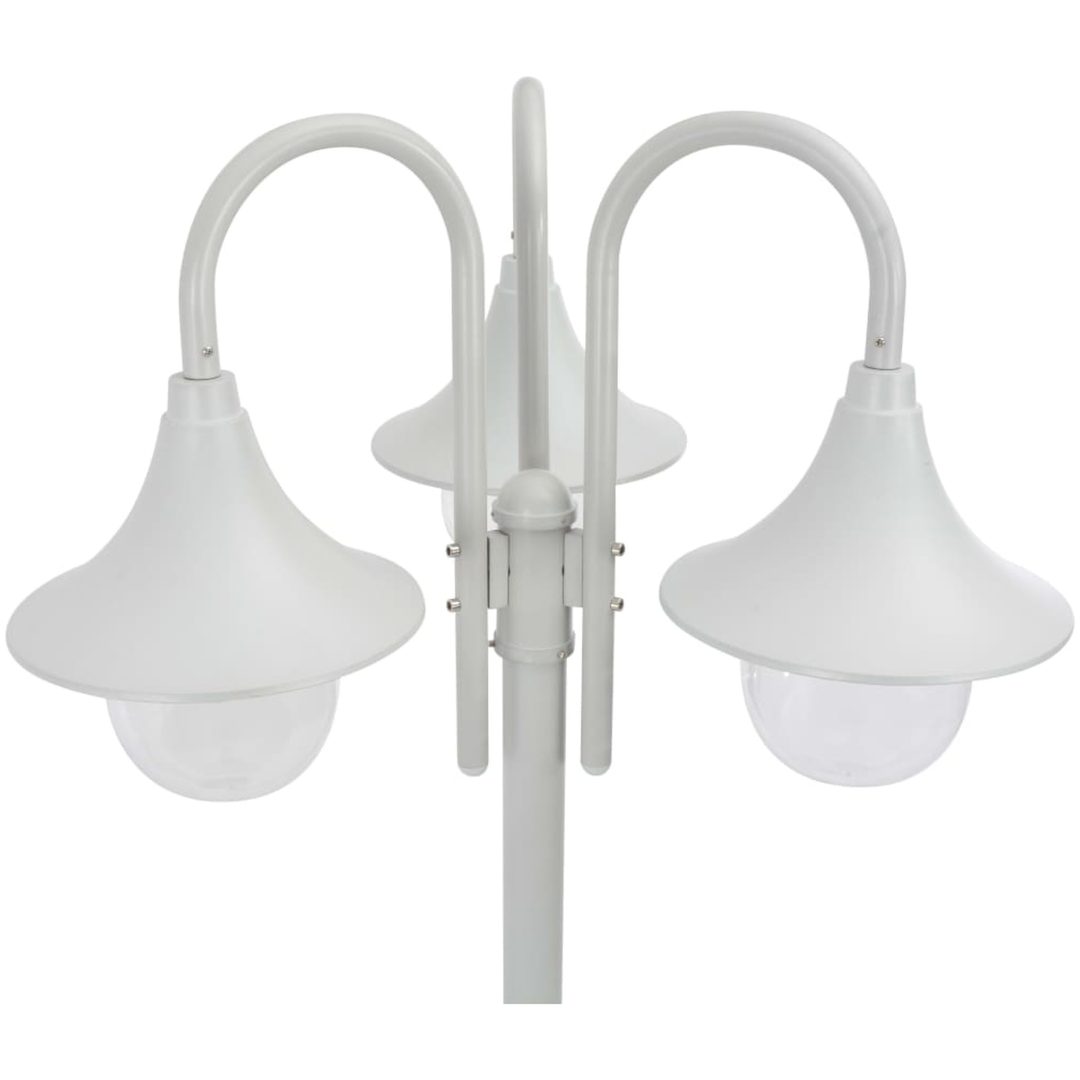 Lyktstolpe för trädgård E27 220 cm aluminium 3 lyktor vit vidaXL – bild 3
