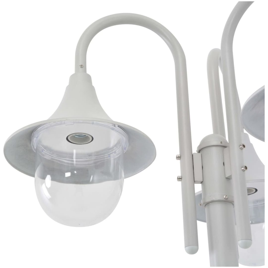 Lyktstolpe för trädgård E27 220 cm aluminium 3 lyktor vit vidaXL – bild 4