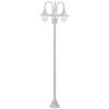 Lyktstolpe för trädgård E27 220 cm aluminium 3 lyktor vit vidaXL – miniatyr 1