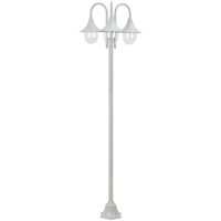 Lyktstolpe för trädgård E27 220 cm aluminium 3 lyktor vit vidaXL