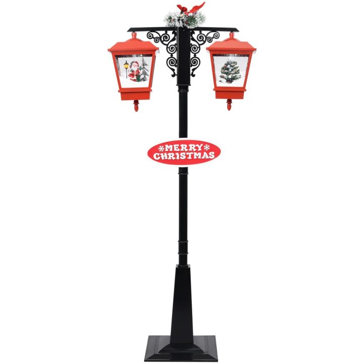 Lyktstolpe med jultomte svart och röd 81x40x PVC vidaXL 188 cm – bild 3