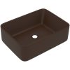 Lyxigt handfat matt mörkbrun 41x30x12 cm keramik vidaXL – miniatyr 2