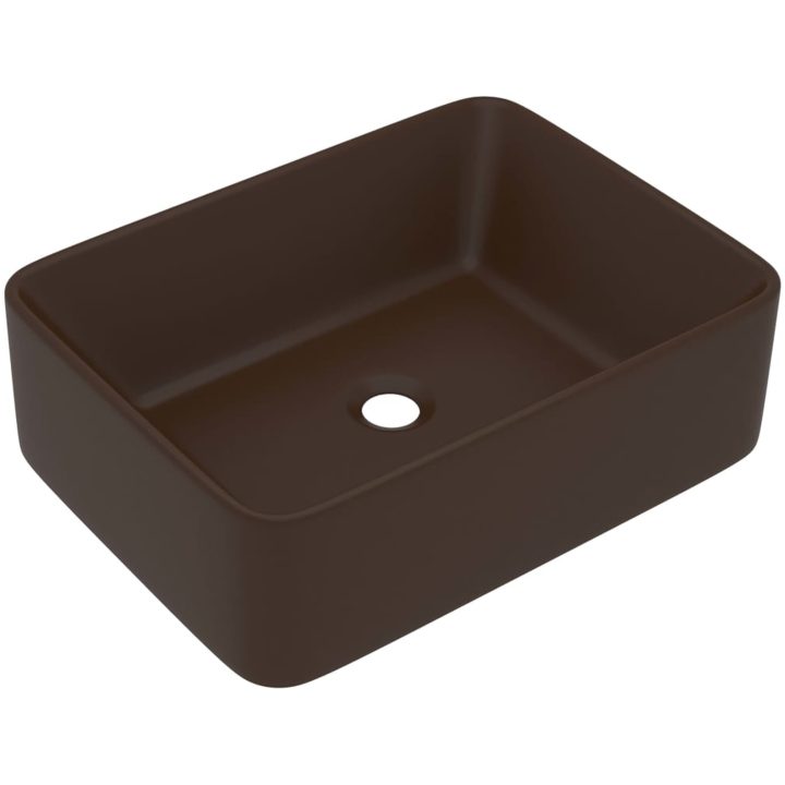 Lyxigt handfat matt mörkbrun 41x30x12 cm keramik vidaXL – bild 2