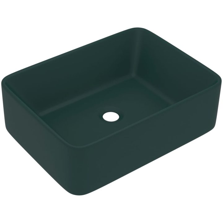 Lyxigt handfat matt mörkgrön 41x30x12 cm keramik vidaXL – bild 2