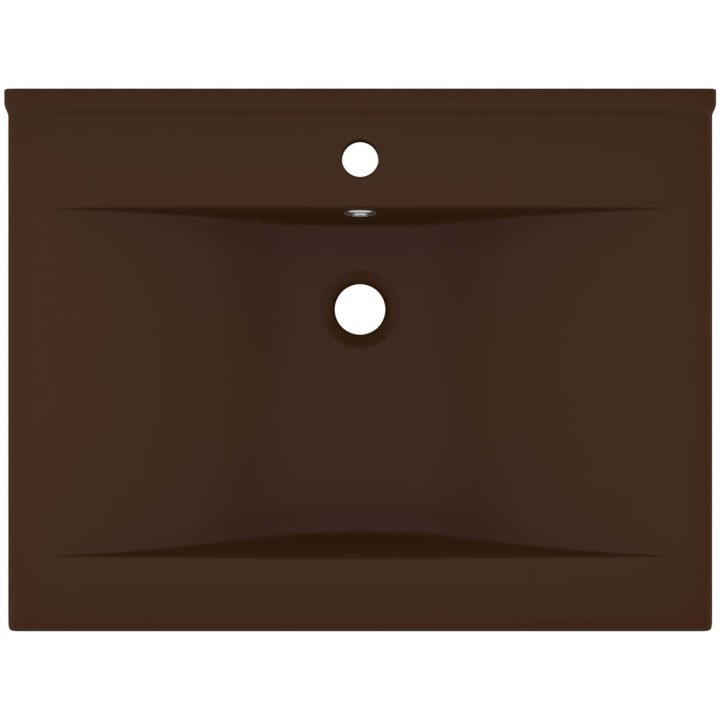 Lyxigt handfat med kranhål matt mörkbrun 60x46 cm keramik vidaXL – bild 3