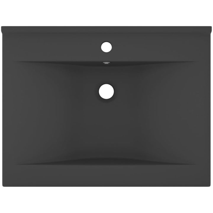 Lyxigt handfat med kranhål matt mörkgrå 60x46 cm keramik vidaXL – bild 3