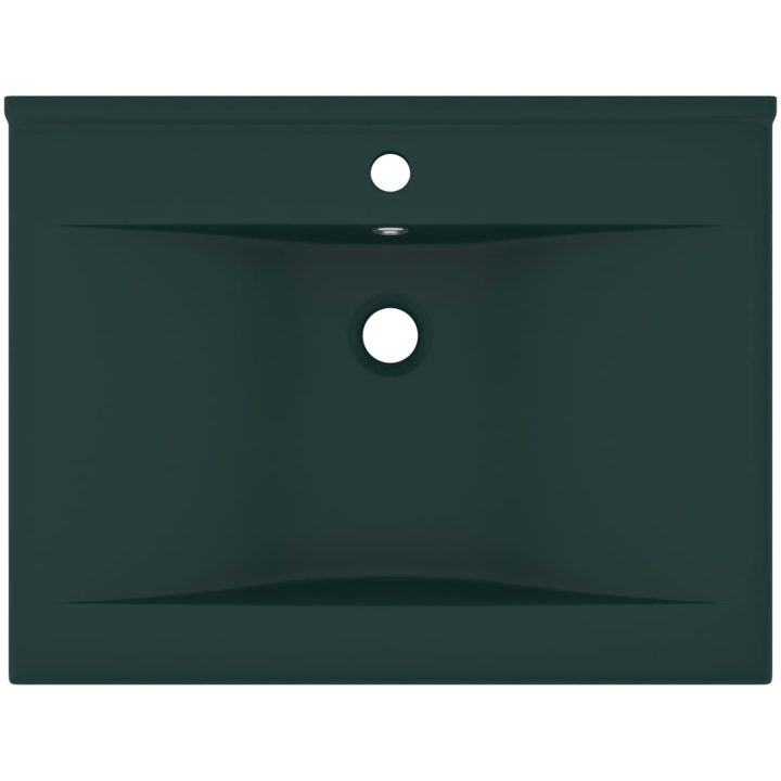Lyxigt handfat med kranhål matt mörkgrön 60x46 cm keramik vidaXL – bild 3
