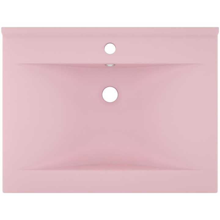 Lyxigt handfat med kranhål matt rosa 60x46 cm keramik vidaXL – bild 3