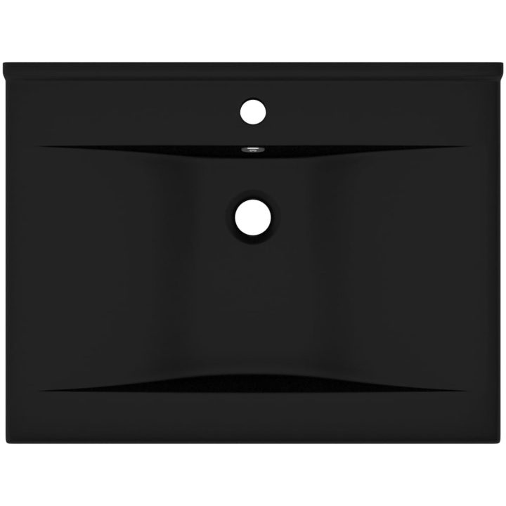 Lyxigt handfat med kranhål matt svart 60x46 cm keramik vidaXL – bild 3