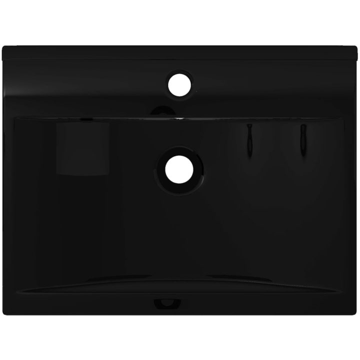 Lyxigt keramisk fyrkantig handfat med kranhål svart 60 x 46 cm vidaXL – bild 3