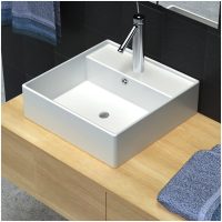 Lyxigt keramisk handfat med överflöds- och kranhål 41 x 41 cm vidaXL
