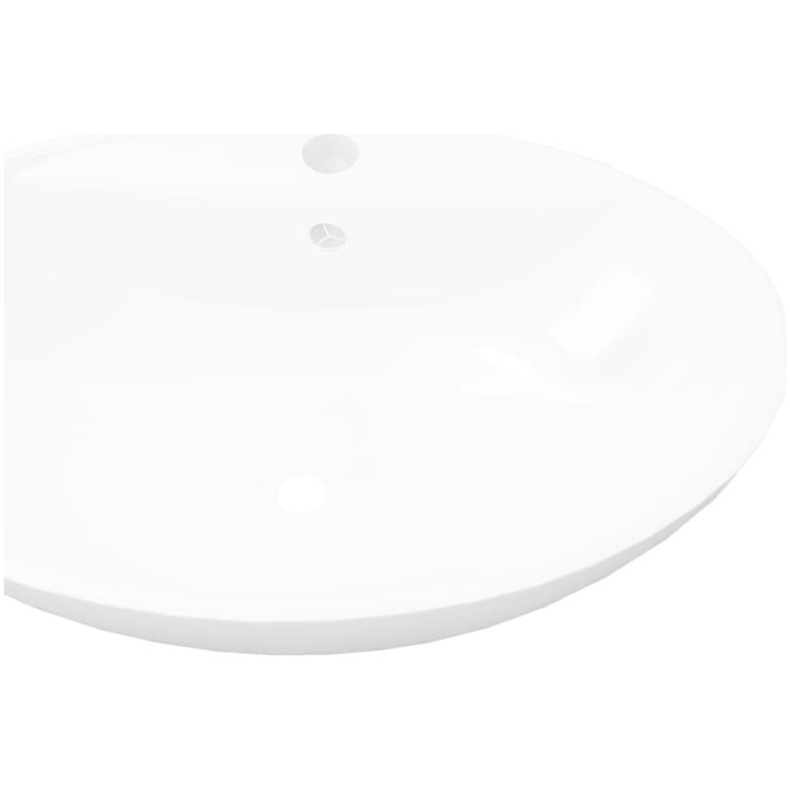 Lyxigt keramisk handfat oval med överflöds- & kranhål vidaXL – bild 4