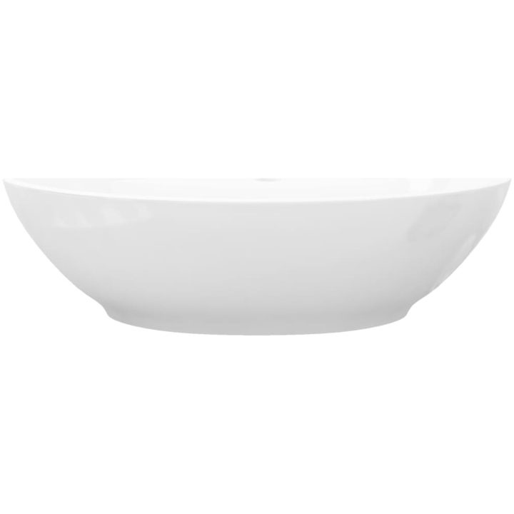 Lyxigt keramisk handfat oval med överflöds- & kranhål vidaXL – bild 5