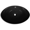 Lyxigt Ovalt Handfat i keramik med bräddavlopp Svart vidaXL – miniatyr 4