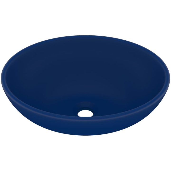 Lyxigt ovalt handfat matt mörkblå 40x33 cm keramik vidaXL – bild 2