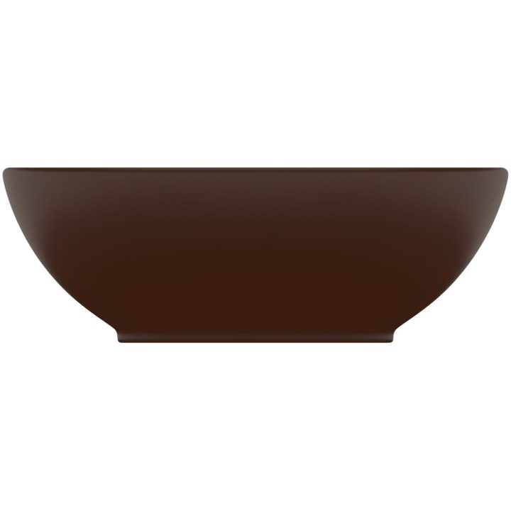 Lyxigt ovalt handfat matt mörkbrun 40x33 cm keramik vidaXL – bild 3