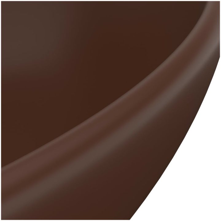 Lyxigt ovalt handfat matt mörkbrun 40x33 cm keramik vidaXL – bild 5