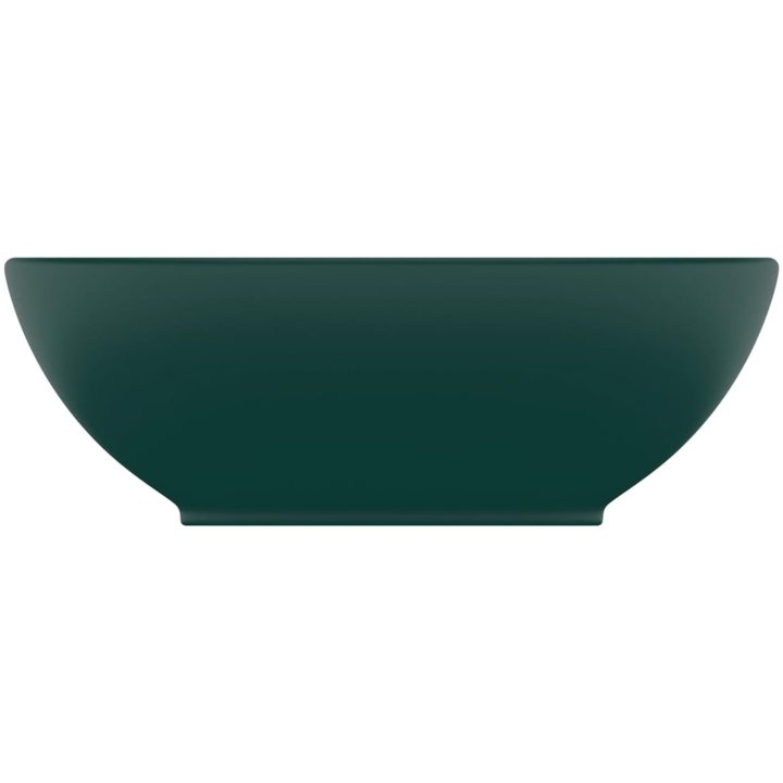 Lyxigt ovalt handfat matt mörkgrön 40x33 cm keramik vidaXL – bild 3