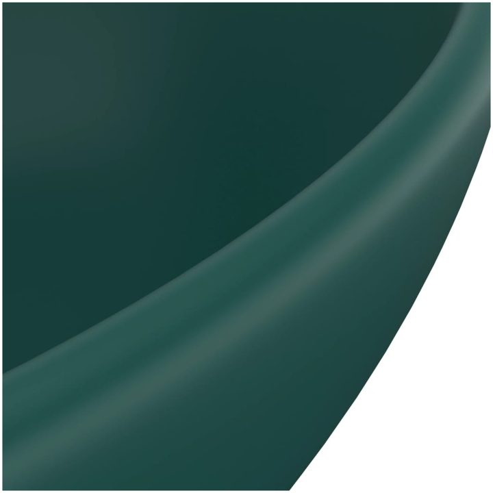 Lyxigt ovalt handfat matt mörkgrön 40x33 cm keramik vidaXL – bild 5