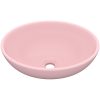 Lyxigt ovalt handfat matt rosa 40x33 cm keramik vidaXL – miniatyr 2