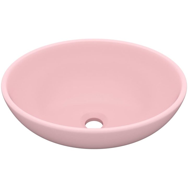 Lyxigt ovalt handfat matt rosa 40x33 cm keramik vidaXL – bild 2