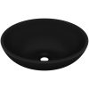 Lyxigt ovalt handfat matt svart 40x33 cm keramik vidaXL – miniatyr 2