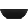 Lyxigt ovalt handfat matt svart 40x33 cm keramik vidaXL – miniatyr 3
