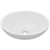 Lyxigt ovalt handfat matt vit 40x33 cm keramik vidaXL – miniatyr 2