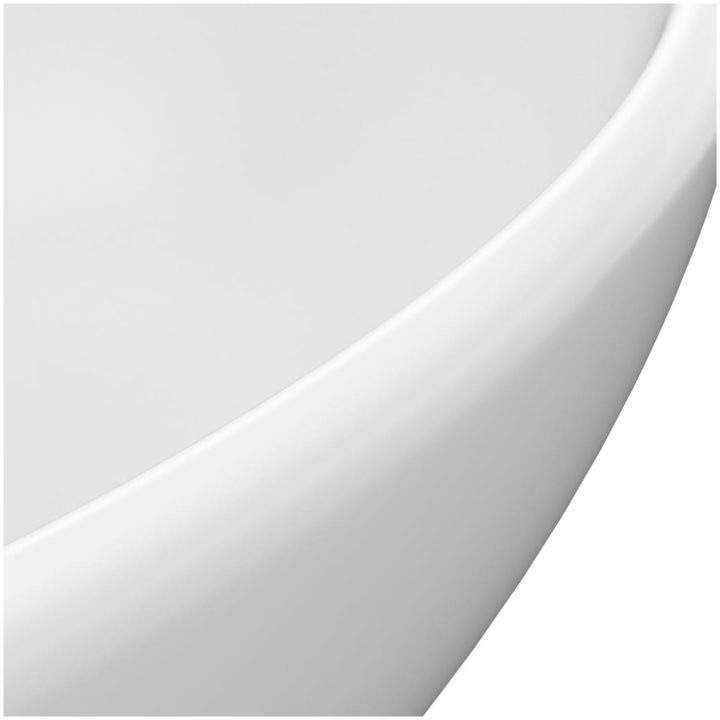Lyxigt ovalt handfat matt vit 40x33 cm keramik vidaXL – bild 5