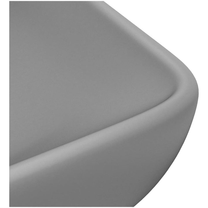 Lyxigt rektangulärt handfat matt ljusgrå 71x38 cm keramik vidaXL – bild 5