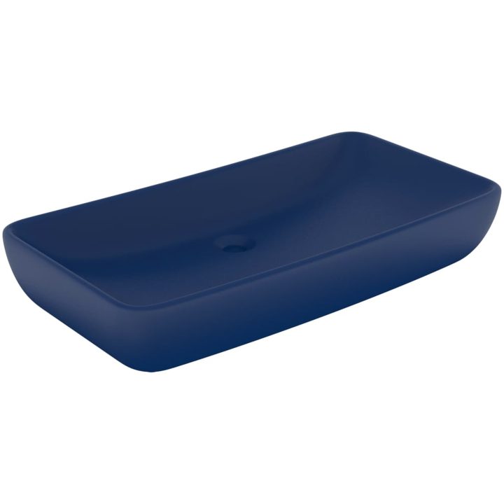 Lyxigt rektangulärt handfat matt mörkblå 71x38 cm keramik vidaXL – bild 2
