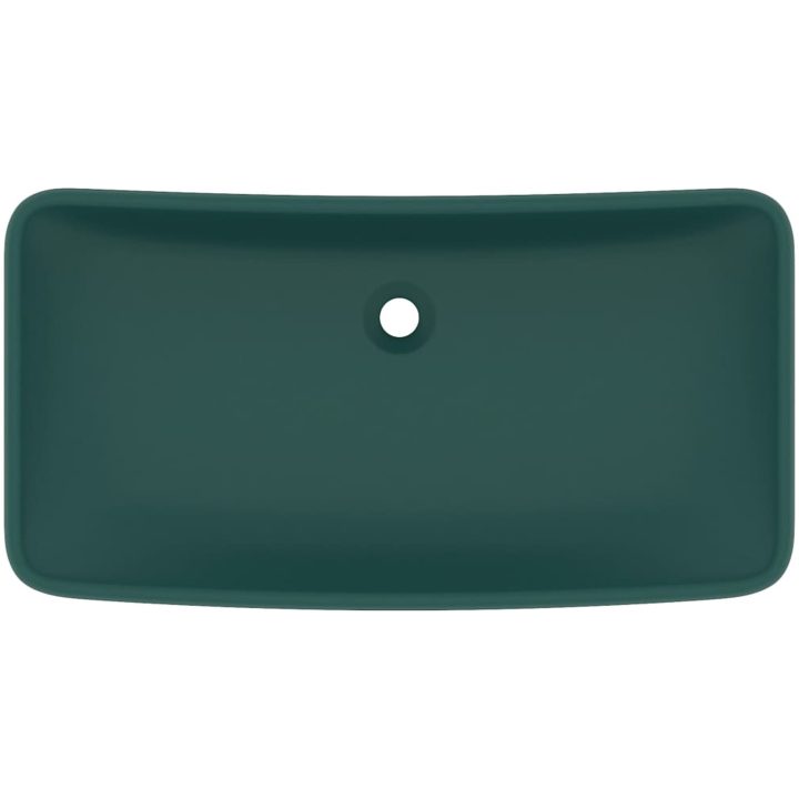 Lyxigt rektangulärt handfat matt mörkgrön 71x38 cm keramik vidaXL – bild 3