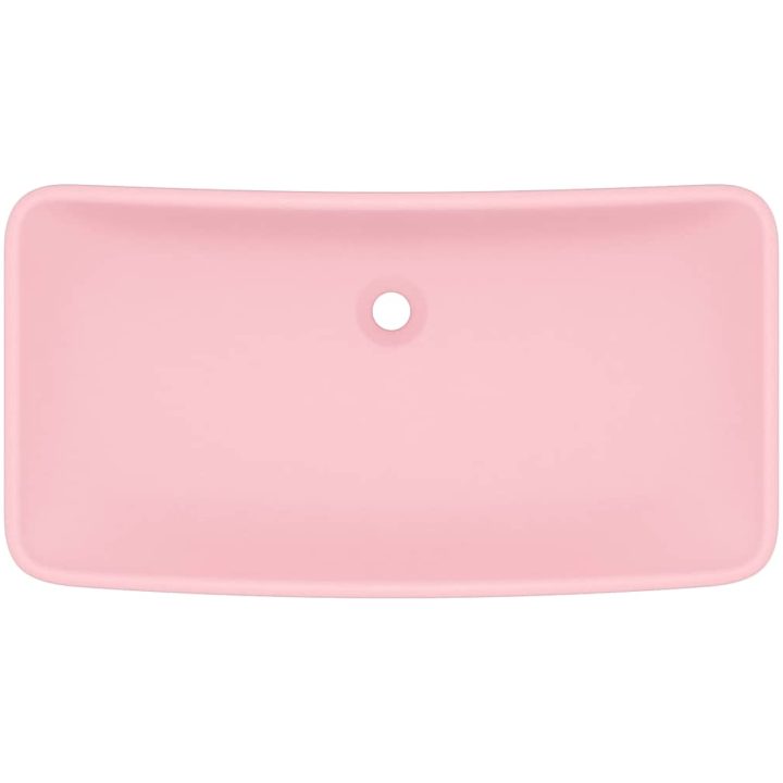 Lyxigt rektangulärt handfat matt rosa 71x38 cm keramik vidaXL – bild 3