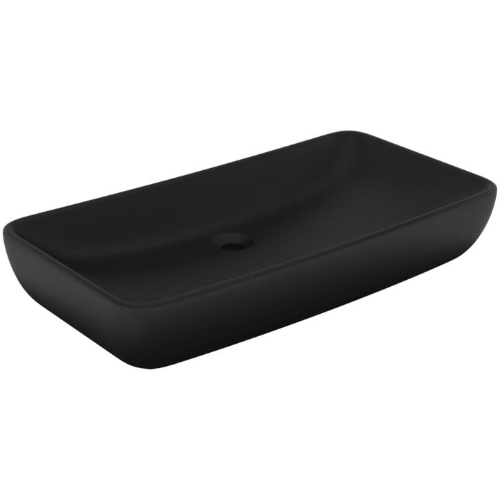 Lyxigt rektangulärt handfat matt svart 71x38 cm keramik vidaXL – bild 2