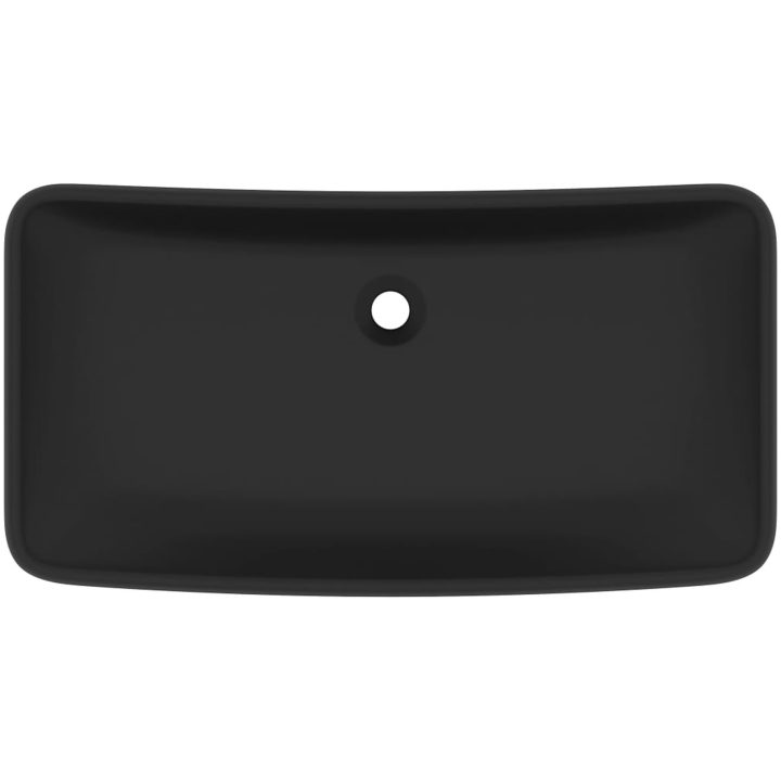 Lyxigt rektangulärt handfat matt svart 71x38 cm keramik vidaXL – bild 3