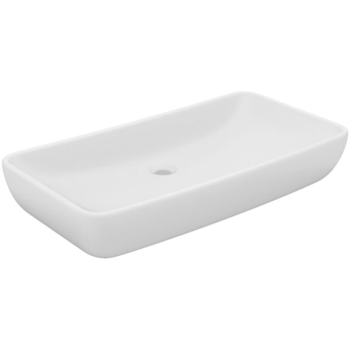 Lyxigt rektangulärt handfat matt vit 71x38 cm keramik vidaXL – bild 2