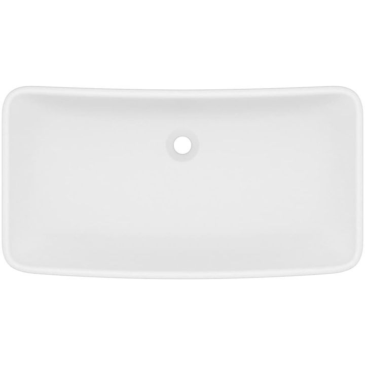 Lyxigt rektangulärt handfat matt vit 71x38 cm keramik vidaXL – bild 3
