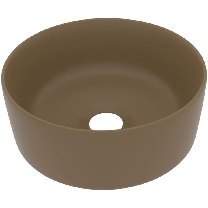 Lyxigt runt handfat matt gräddvit 40x15 cm keramik vidaXL – bild 2