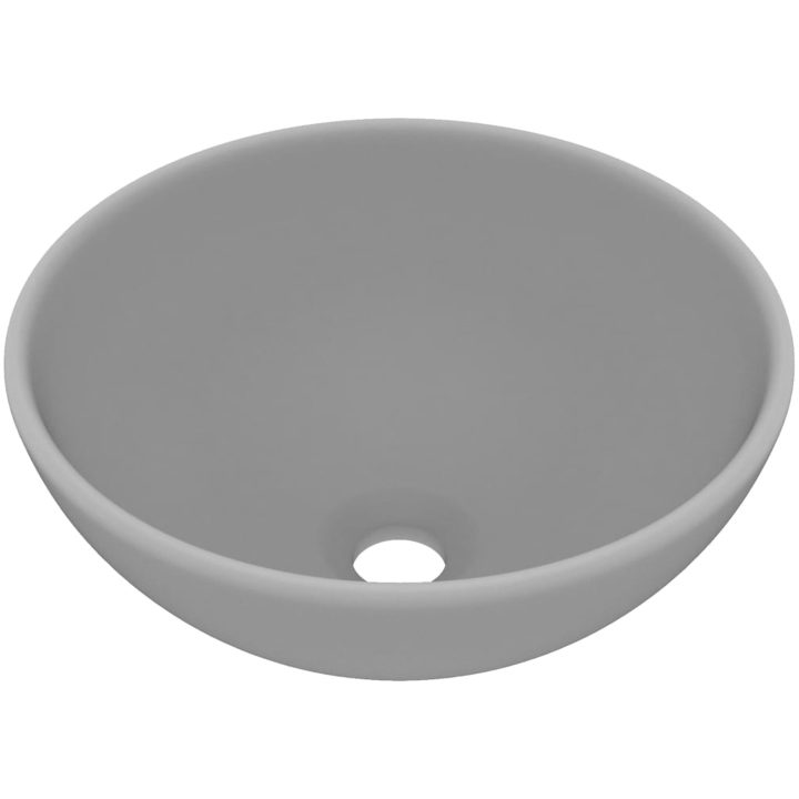 Lyxigt runt handfat matt ljusgrå 32,5x14 cm keramik vidaXL – bild 2