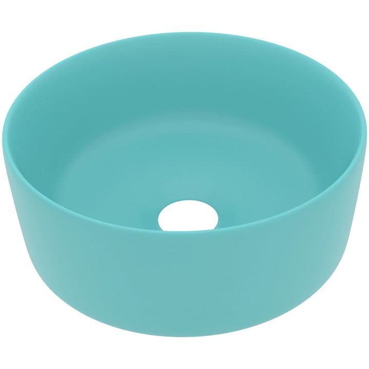 Lyxigt runt handfat matt ljusgrön 40x15 cm keramik vidaXL – bild 2