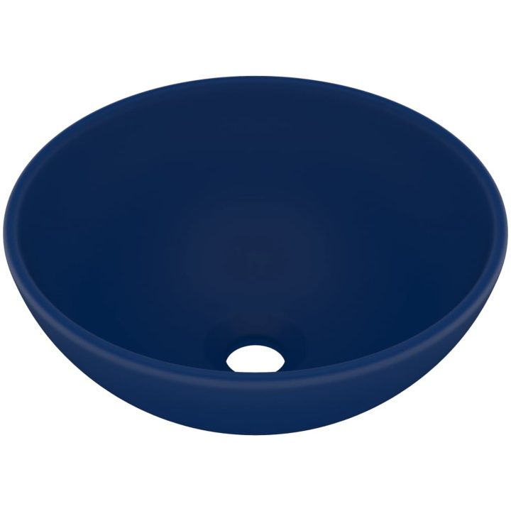 Lyxigt runt handfat matt mörkblå 32,5x14 cm keramik vidaXL – bild 2