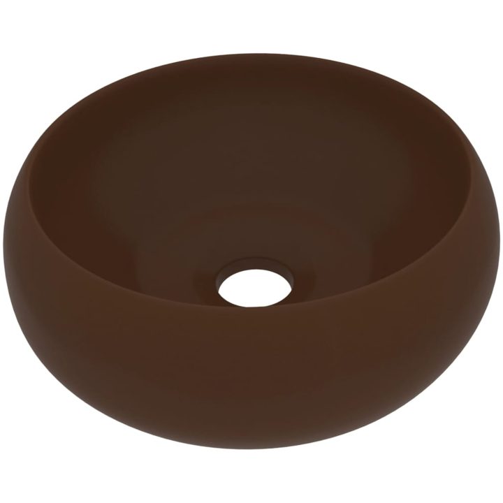 Lyxigt runt handfat matt mörkbrun 40x15 cm keramik vidaXL – bild 2